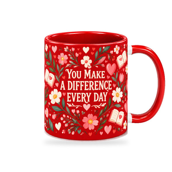 Scarlet Heart Lessons Teacher Mug – 320ml, right view on a transparent background