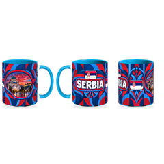 Serbia Mug – 320ml — three matching angles together on white with a soft shadow