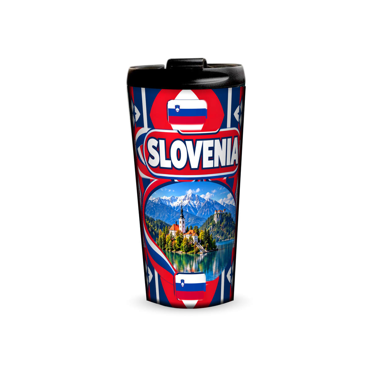 Slovenia 480ml tumbler front view with country design