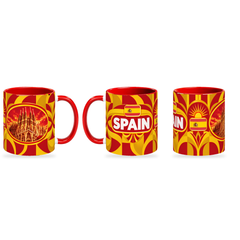 Spain Mug – 320ml — three matching angles together on a white background with a soft shadow