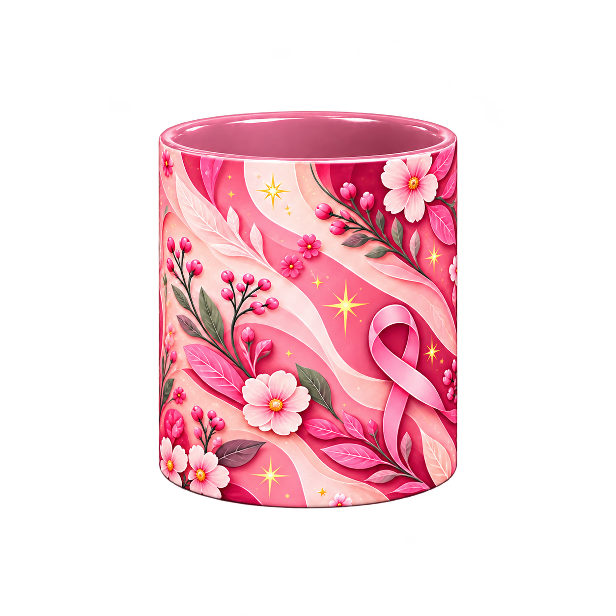 Still Blooming Pinktober Mug – Pink, 320ml, centre wrap view