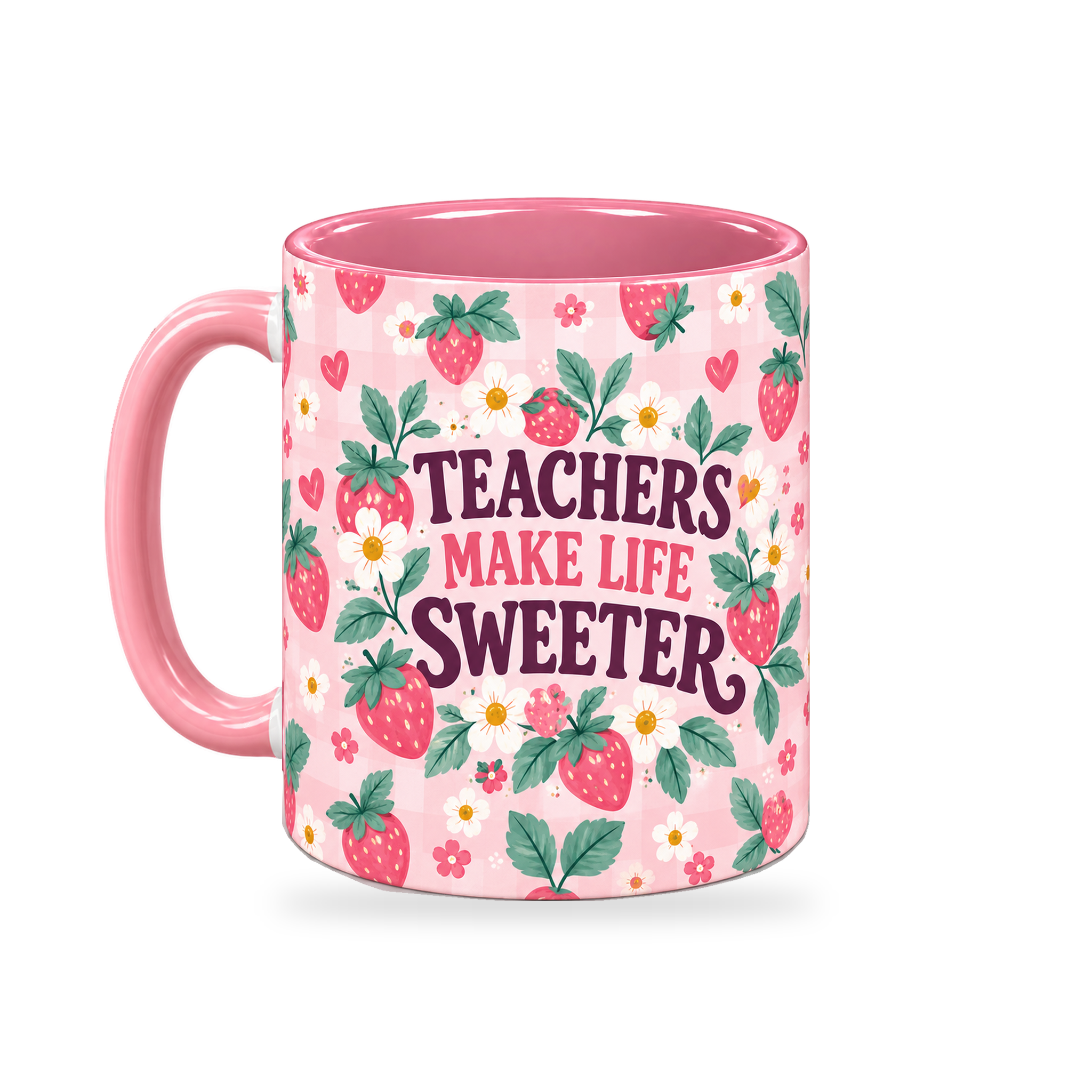 Strawberry Classroom Teacher Mug – 320ml — left view on a transparent background
