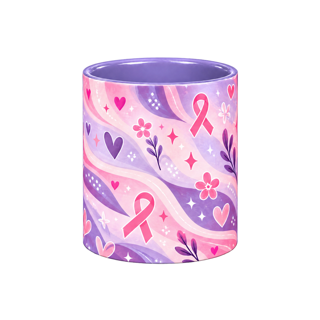 Stronger Together Pinktober Mug – Light Purple, 320ml, centre wrap view