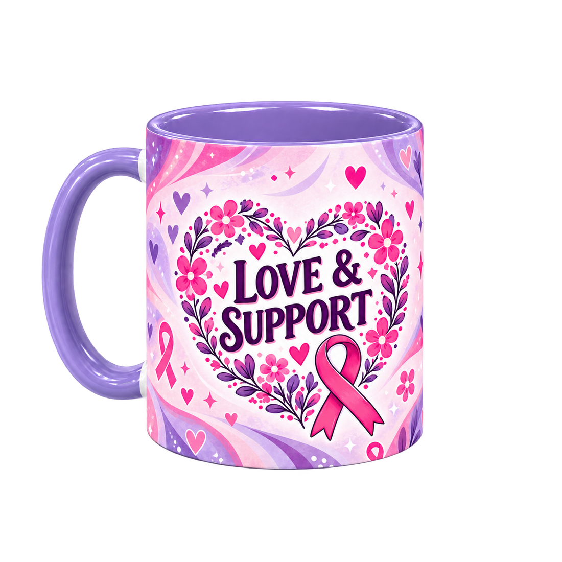 Stronger Together Pinktober Mug – Light Purple, 320ml, left handle view