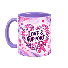 Stronger Together Pinktober Mug – Light Purple, 320ml, left handle view