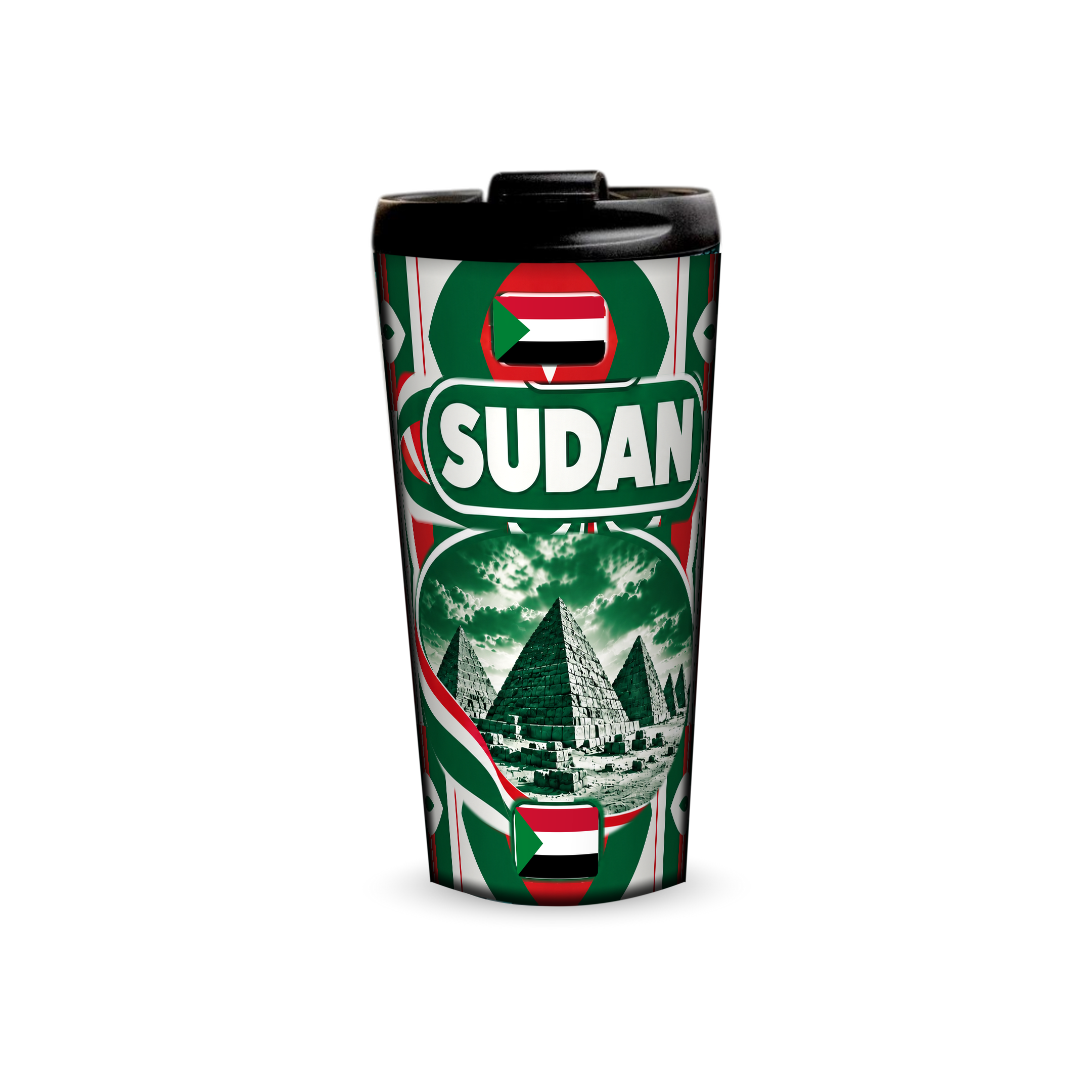 Sudan 480ml tumbler front view with country design