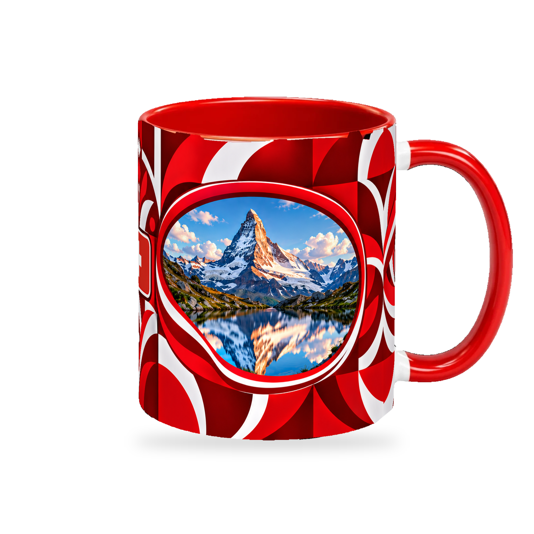 Switzerland Mug – 320ml — right-handle view on a white background with a soft shadow