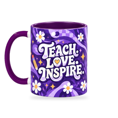 Teach Love Inspire Mug – 320ml — left view on a transparent background