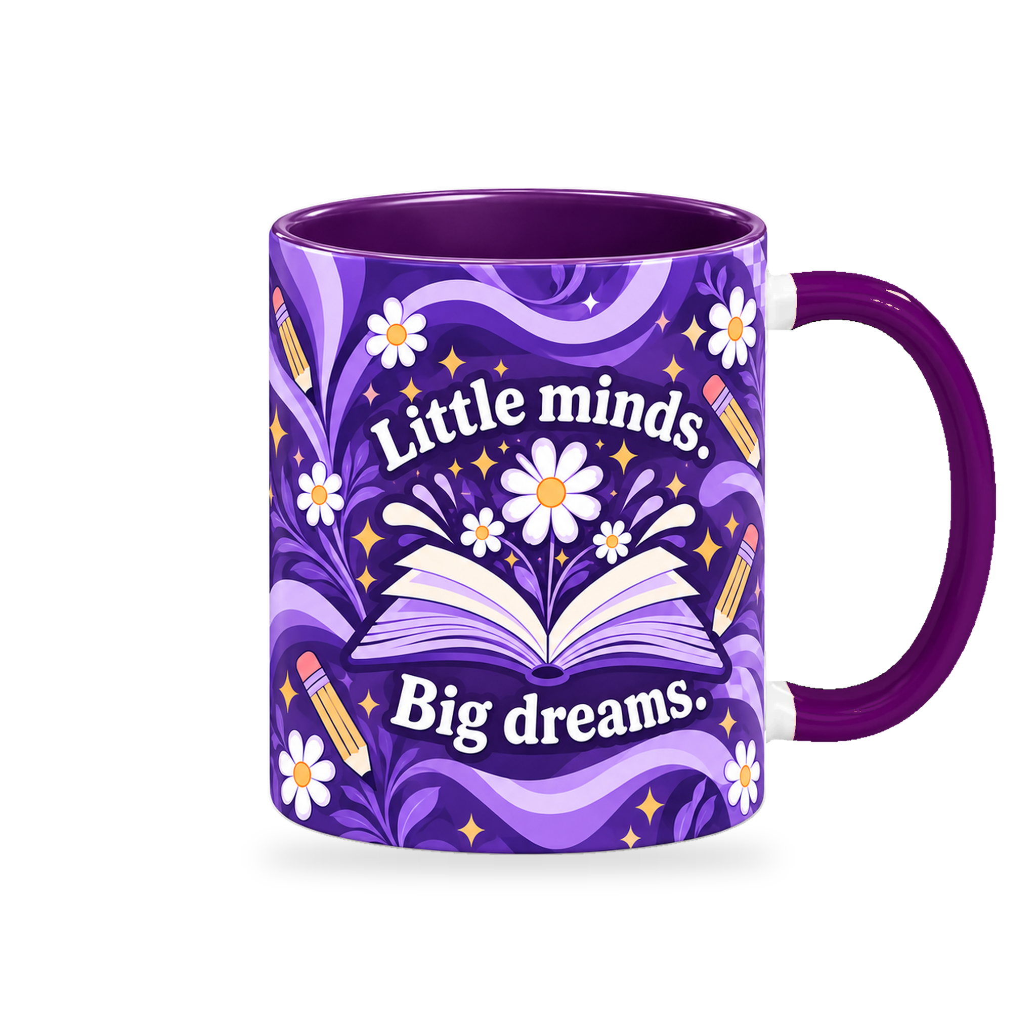 Teach Love Inspire Mug – 320ml — right view on a transparent background