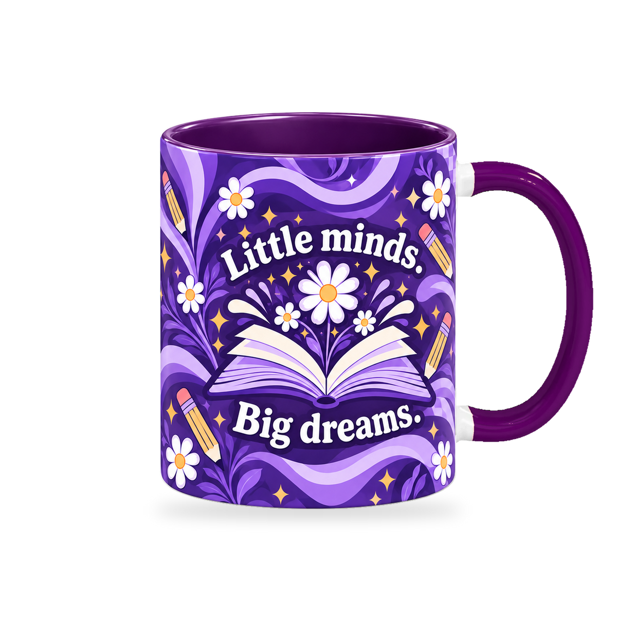 Teach Love Inspire Mug – 320ml — right view on a transparent background