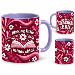 Teacher Era Mug – 320ml, light purple ceramic mug, views of the full-wrap Teacher’s Day design