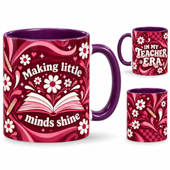Teacher Era Mug – 320ml, purple ceramic mug, views of the full-wrap Teacher’s Day design