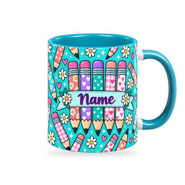 Tiffany Pencil Parade Teacher Mug – 320ml, right view on a transparent background