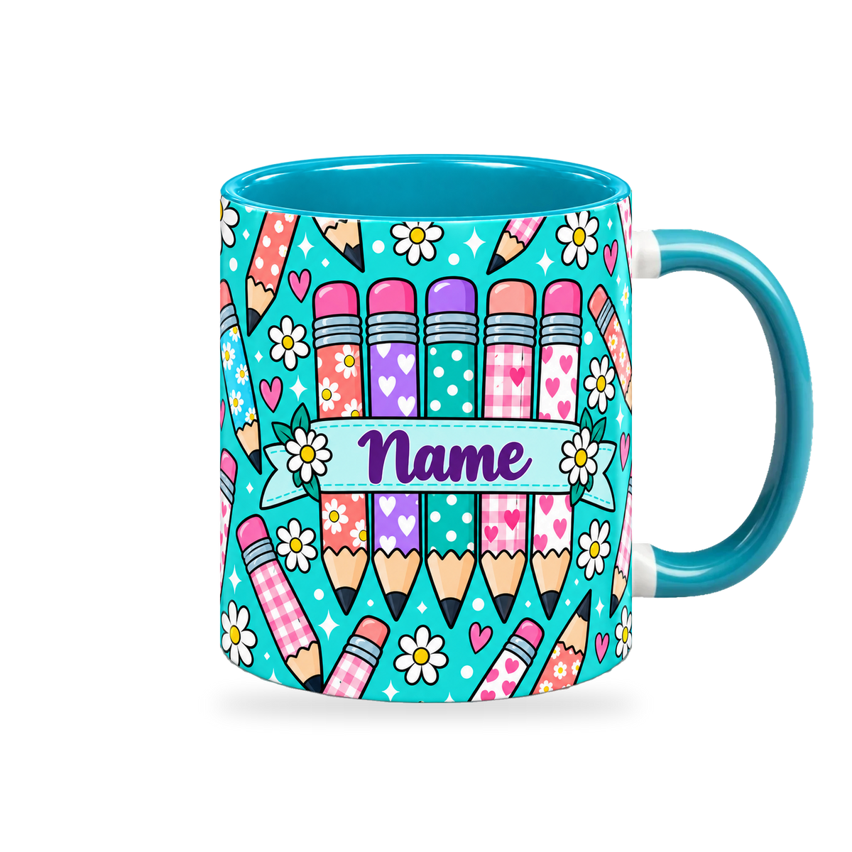 Tiffany Pencil Parade Teacher Mug – 320ml — right view on a transparent background