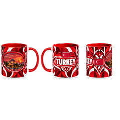 Turkey Mug – 320ml — three matching angles together on a white background with a soft shadow