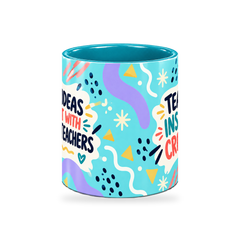 Turquoise Bright Ideas Teacher Mug – 320ml — center view on a transparent background