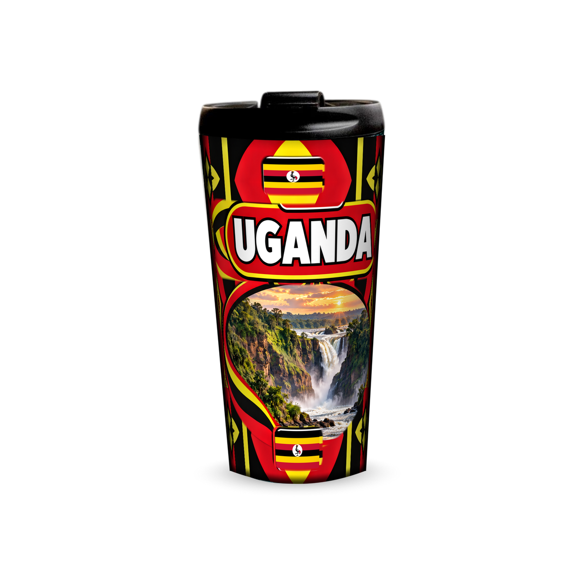 Uganda 480ml tumbler front view with country design