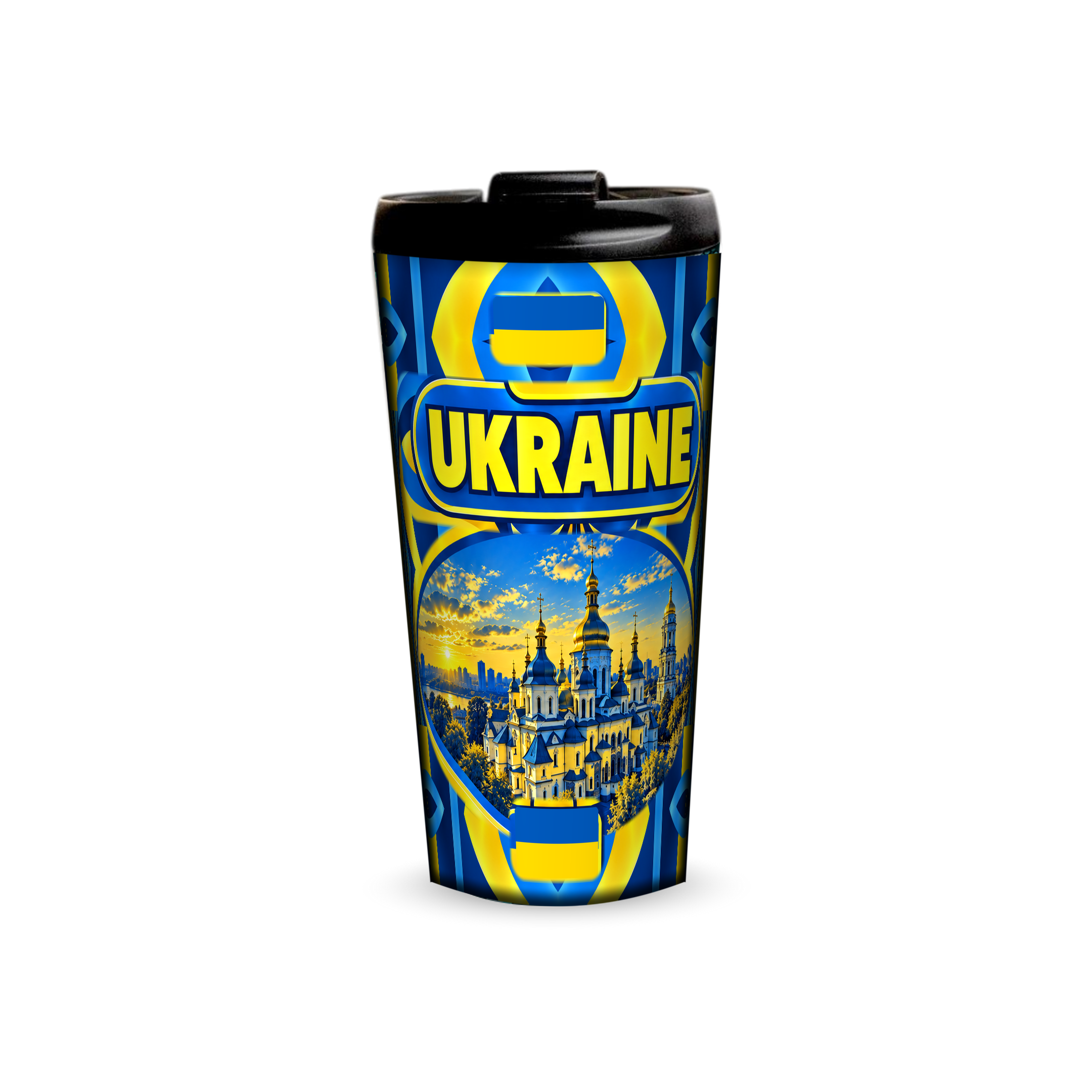Ukraine 480ml tumbler front view with country design