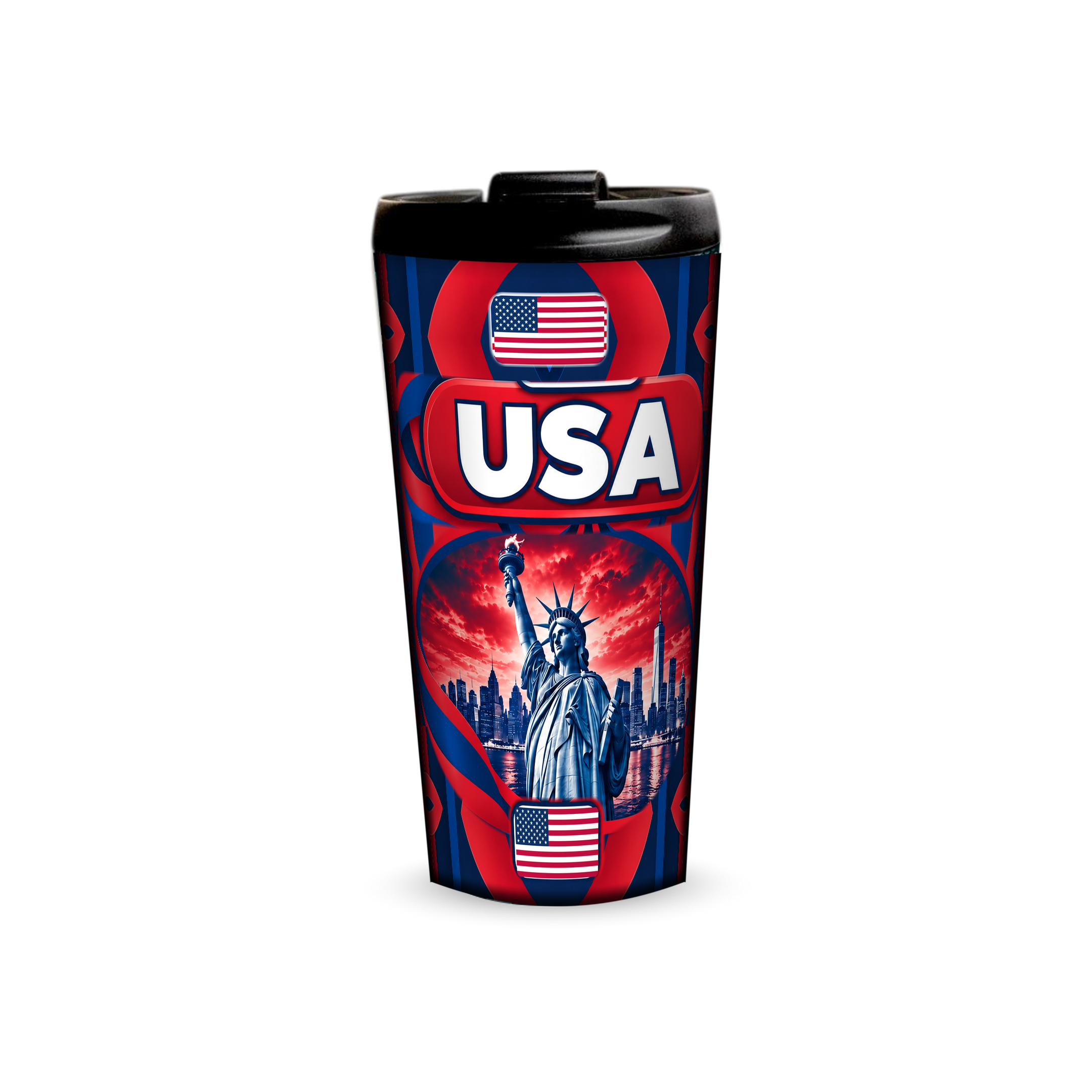 USA 480ml tumbler front view with country design