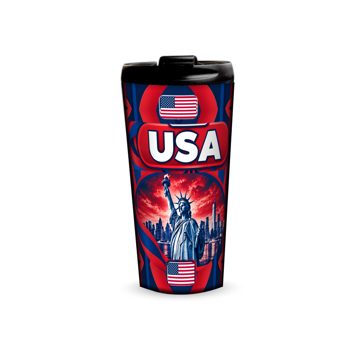 USA 480ml tumbler front view with country design