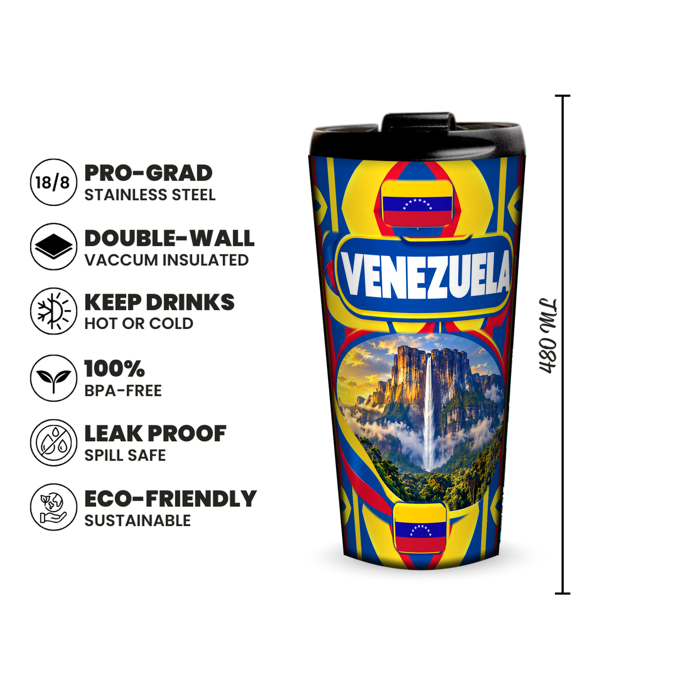 Venezuela 480ml insulated tumbler features and size