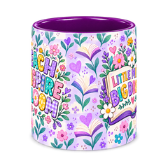 Violet Book Garden Teacher Mug, purple – centre pattern view