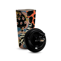 Wild Fusion 480ml Tumbler by Fann Bliss — open tumbler with lid beside it