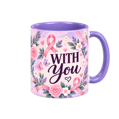With You Always Pinktober Mug – Light Purple, 320ml, right handle view