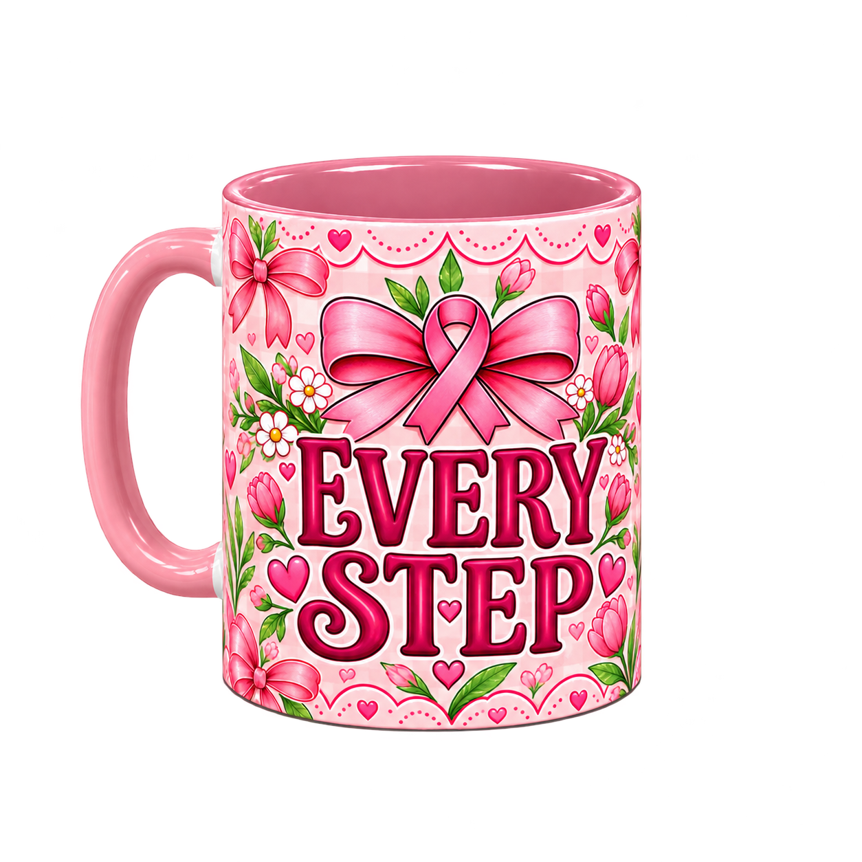 With You Pinktober Mug – Pink, 320ml, left handle view