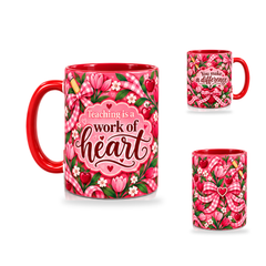 Work Of Heart Mug – 320ml, Red ceramic mug, opposite-side of the Teacher’s Day artwork